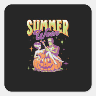 Adesivo Quadrado Retro Feliz Summerween Divertido Monstro Frankenst