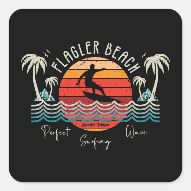 Adesivo Quadrado Retro Flagler Beach (Frente)