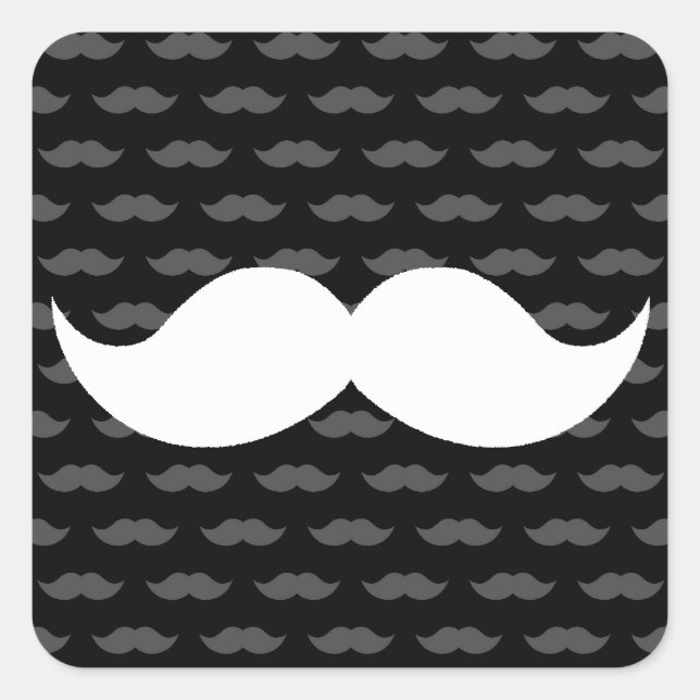 Adesivo Quadrado Retro Funny Handlebar Mustache Mustache (Frente)