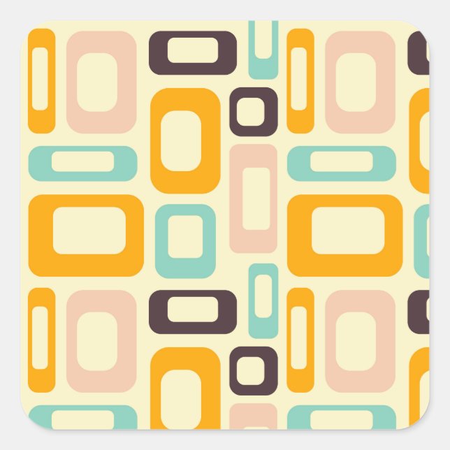 Adesivo Quadrado Retro geometric pattern in light beige background (Frente)