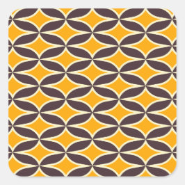 Adesivo Quadrado Retro geometric pattern yellow and brown leaf