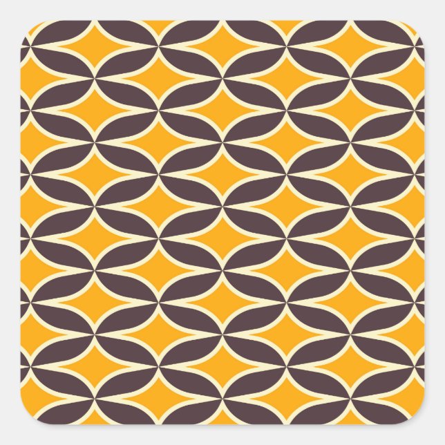 Adesivo Quadrado Retro geometric pattern yellow and brown leaf (Frente)