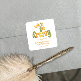Adesivo Quadrado Retro Groovy 60th Birthday Party Envelope Seals