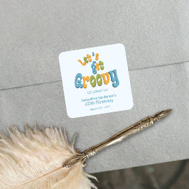 Adesivo Quadrado Retro Groovy 60th Birthday Party Envelope Seals