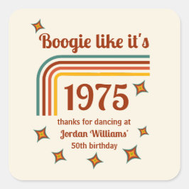 Adesivo Quadrado Retro Groovy Boogie Simple Dance 50º aniversário