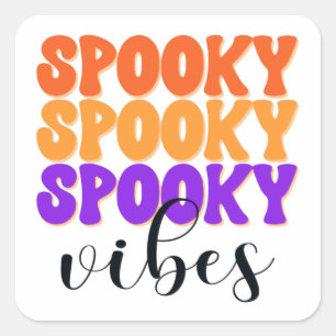 Adesivo Quadrado Retro Groovy Spooky Vibes Vintage Halloween