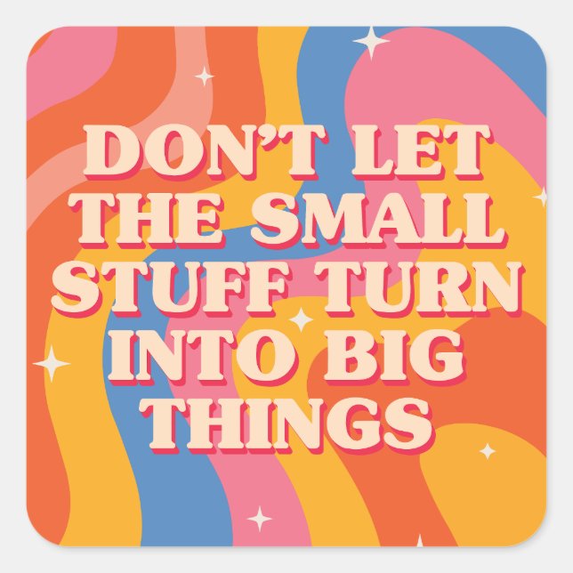 Adesivo Quadrado Retro Groovy Waves With Mindfulness Mantra (Frente)