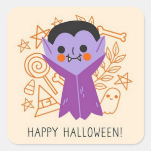 Adesivo Quadrado Retro Halloween Dracula Spooky Square Sticker
