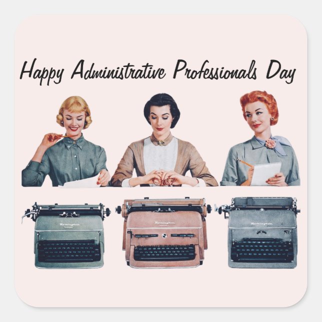 Adesivo Quadrado Retro Happy Administrative Professionals Day  (Frente)