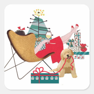 Adesivo Quadrado RETRO HOLIDAYS Ouro Vinhetas para sempre