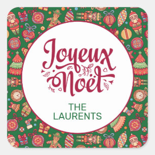 Adesivo Quadrado Retro Joyeux Noel Personalizado