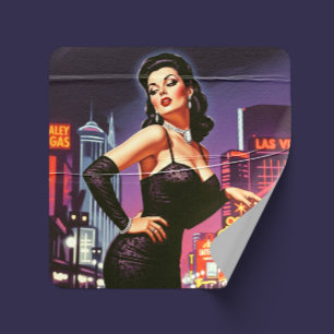 Adesivo Quadrado Retro Las Vegas Pin-up
