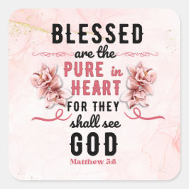 Adesivo Quadrado Retro Matthew 5:8 Calla Lillies Watercolor