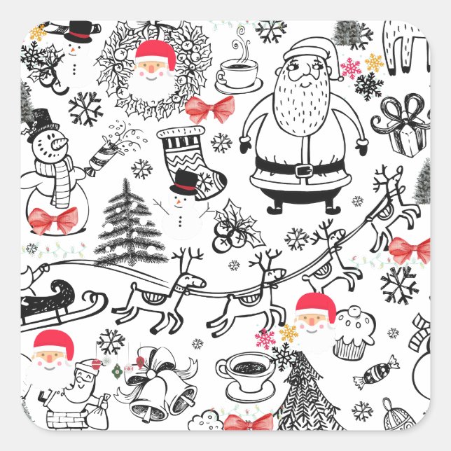 Adesivo Quadrado Retro Natal (Frente)