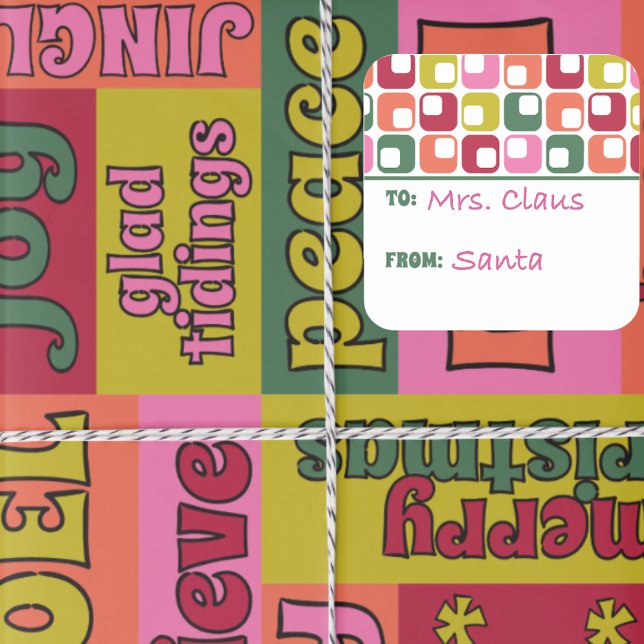 Adesivo Quadrado Retro Natal Geométrico dos anos 70 a partir de (Criador carregado)