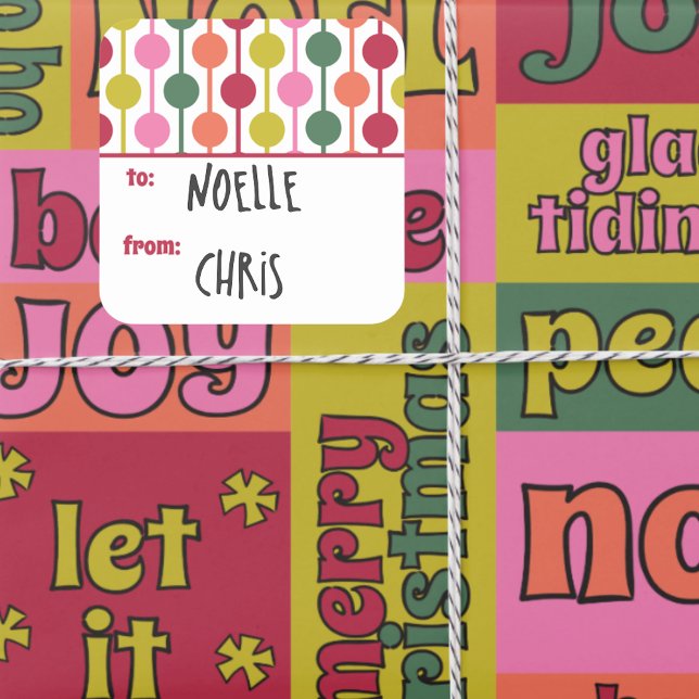 Adesivo Quadrado Retro Natal Geométrico dos anos 70 a partir de (Criador carregado)