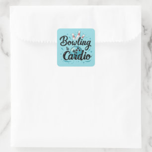 Adesivo Quadrado Retro Neon "Boliche É Meu Cárdio" Boliche Divertid