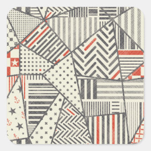 Adesivo Quadrado Retro Patch: Abstrato Geométrico Design
