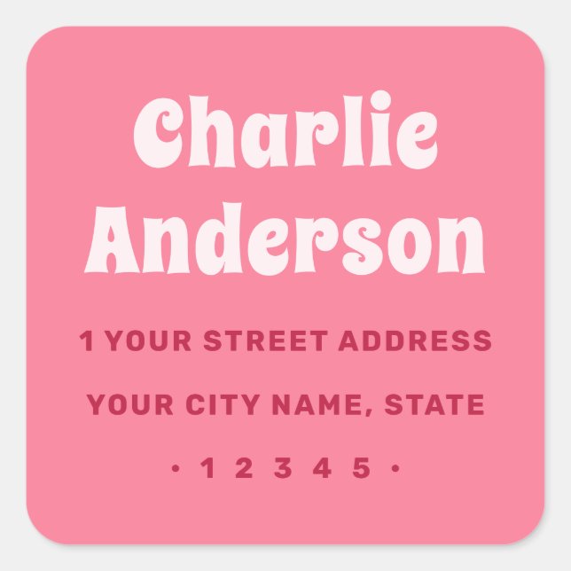 Adesivo Quadrado Retro pink return address (Frente)