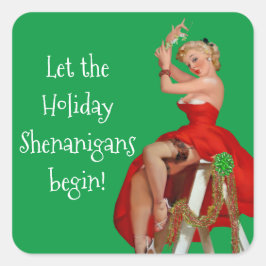 Adesivo Quadrado Retro Pinup Natal em Shenanigans
