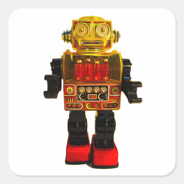 ADESIVO QUADRADO RETRO ROBOT STICKER. (Frente)
