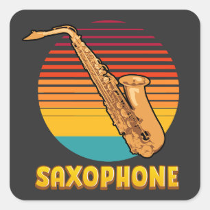 Adesivo Quadrado Retro-saxofone