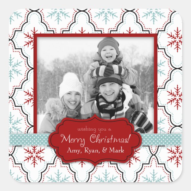 Adesivo Quadrado Retro Snowflakes Fotografia Sticker B (Frente)