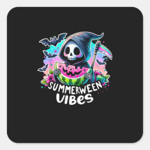 Adesivo Quadrado Retro Summerween Vibe Watermelon Ghost Summer Skel