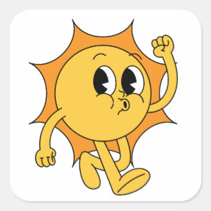 Adesivo Quadrado Retro Sun Smiley