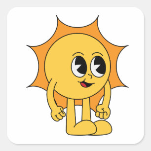 Adesivo Quadrado Retro Sun Smiley