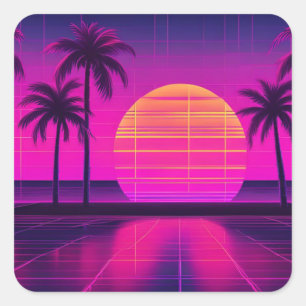 Adesivo Quadrado Retro Synthwave