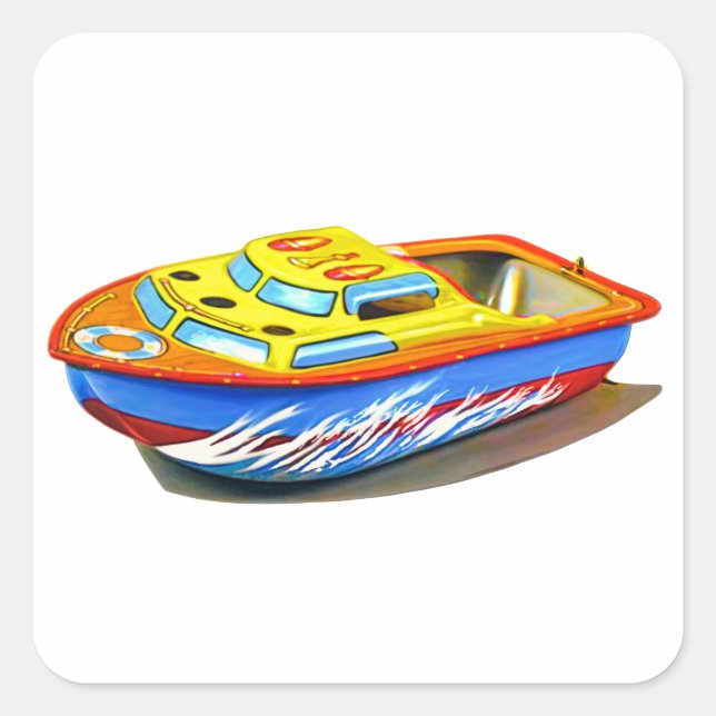 ADESIVO QUADRADO RETRO T-SHIRT DO BARCO DE BRINQUEDOS (Frente)