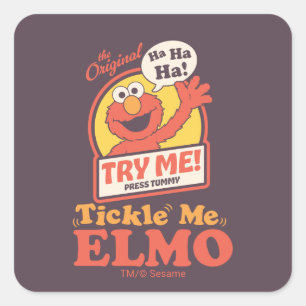 Adesivo Quadrado Retro Tickle Me Elmo Aceno Gráfico
