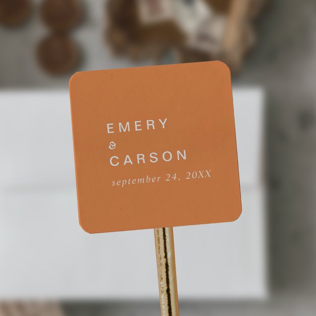 Adesivo Quadrado Retro Verão | Focos De Envelope De Casamento Laran (Criador carregado)