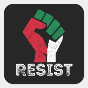 Adesivo Quadrado Retro Vintage Resiste a Palestina - primeira bande