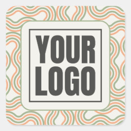 Adesivo Quadrado Retro Wavy Abstract Pattern Business Sticker