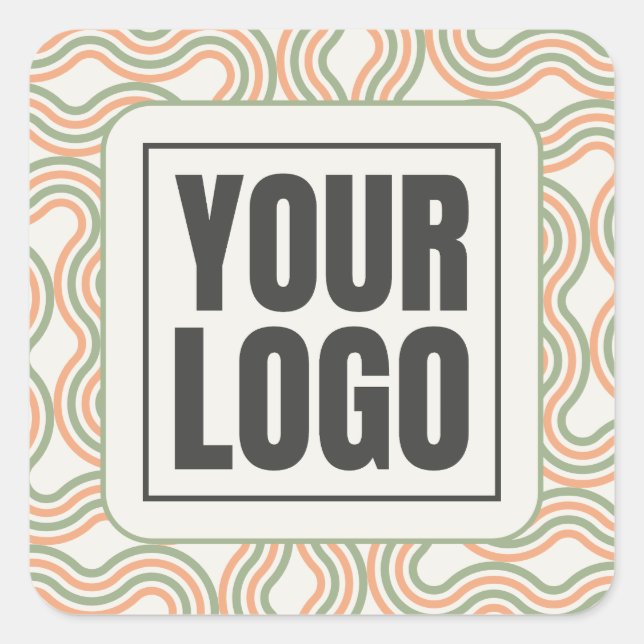 Adesivo Quadrado Retro Wavy Abstract Pattern Business Sticker (Frente)