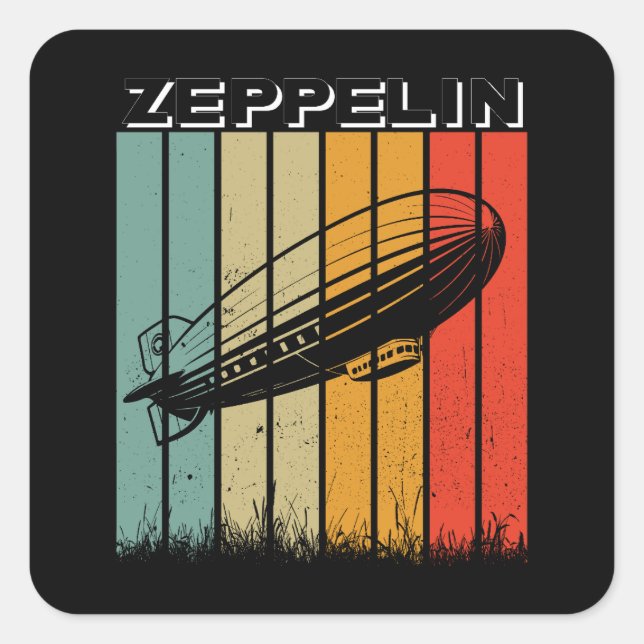 Adesivo Quadrado Retro Zeppelin Dirigible Airship Zepelin Zepplin (Frente)