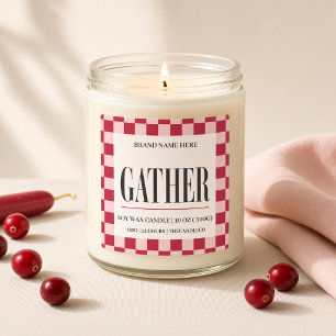 Adesivo Quadrado Reúna Gingham Rosa Vermelho Personalizado Dia de A
