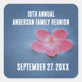 Adesivo Quadrado Reunião anual de flores piquenique da união famili