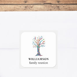 Adesivo Quadrado Reunião da Família Árvore da Família