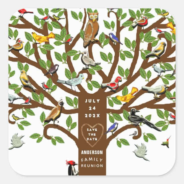 Adesivo Quadrado Reunião da Família Salvar a Data (Frente)