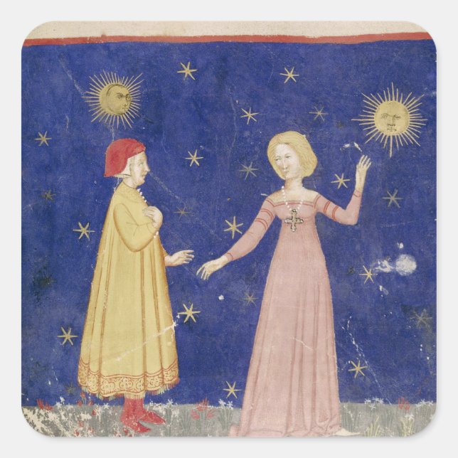 Adesivo Quadrado Reunião de Dante e Beatrice (Frente)