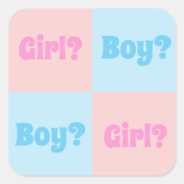 Adesivo Quadrado Revelação de Menino ou Menina