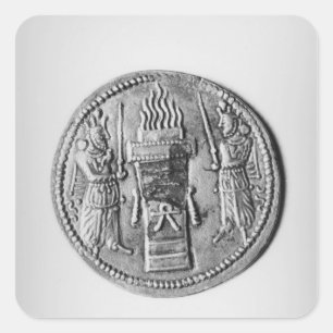 Adesivo Quadrado Reverso de uma moeda de Shapur II