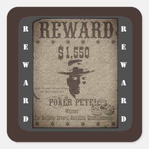 Adesivo Quadrado Reward Western Poster