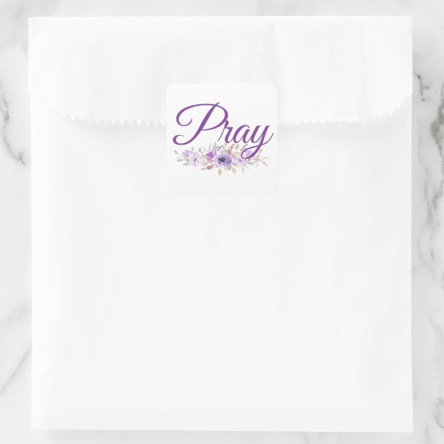 Adesivo Quadrado Reze o Flor de Cotação Inspiracional (Bolsa)