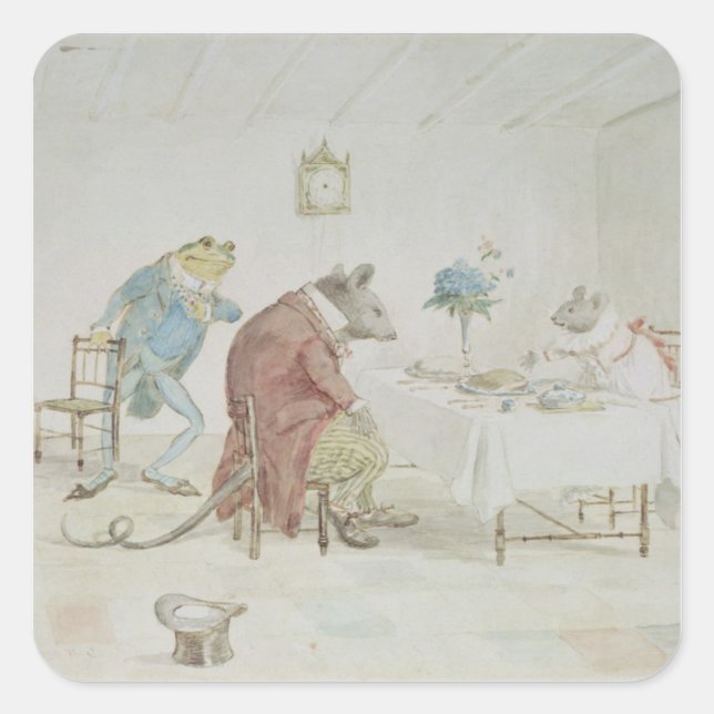 Adesivo Quadrado Reze, Srta. Mouse, pode nos dar cerveja? (Frente)