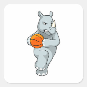 Adesivo Quadrado Rhino como jogador de basquetebol