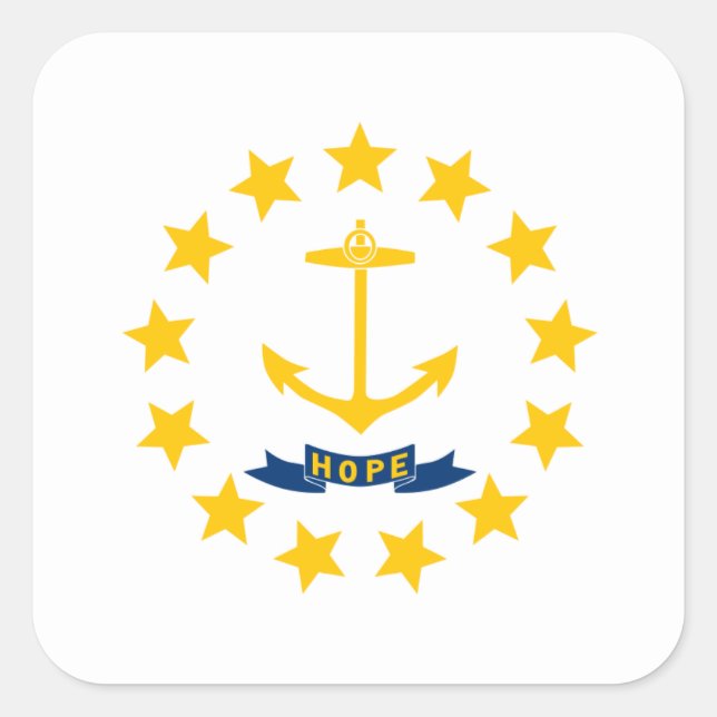 Adesivo Quadrado Rhode Islander Flag, Flag of Rhode Island (Frente)